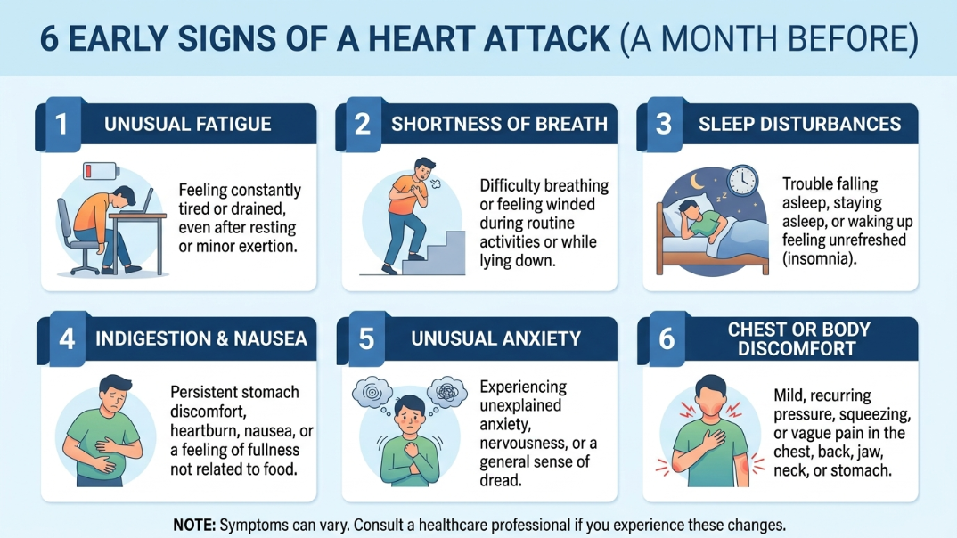 6 Signs of Heart Attack a Month Before